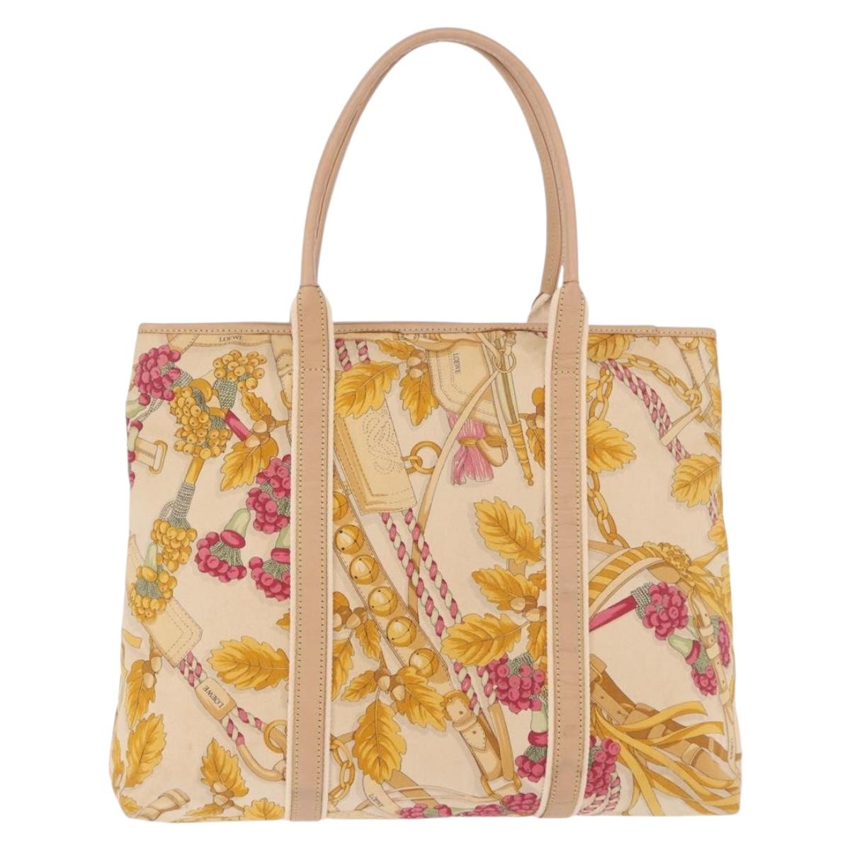 LOEWE Tote Bag Canvas Beige Brown Auth bs35631A