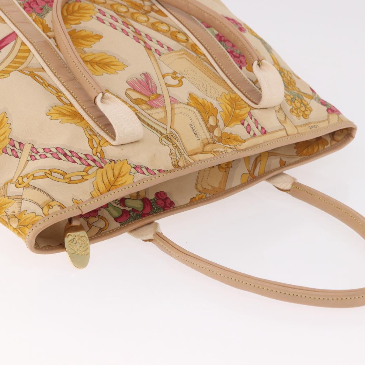 LOEWE Tote Bag Canvas Beige Brown Auth bs35631A