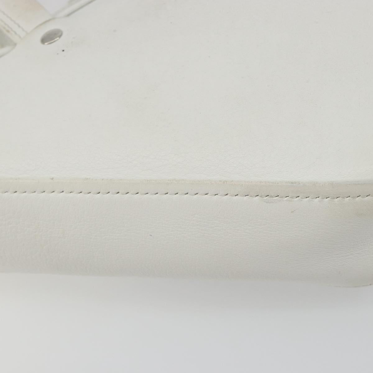 BALENCIAGA Triangle Duffel Bag Leather 2way White Silver 527272 Auth bs35637A