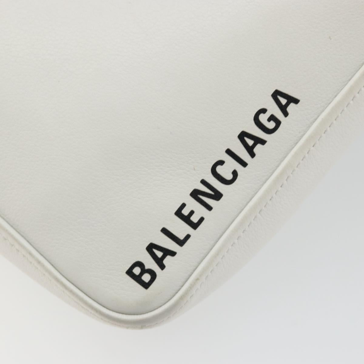 BALENCIAGA Triangle Duffel Bag Leather 2way White Silver 527272 Auth bs35637A