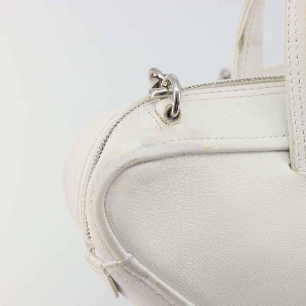 BALENCIAGA Triangle Duffel Bag Leather 2way White Silver 527272 Auth bs35637A
