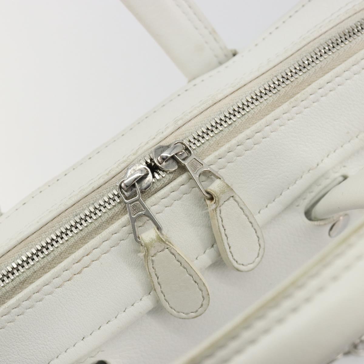BALENCIAGA Triangle Duffel Bag Leather 2way White Silver 527272 Auth bs35637A