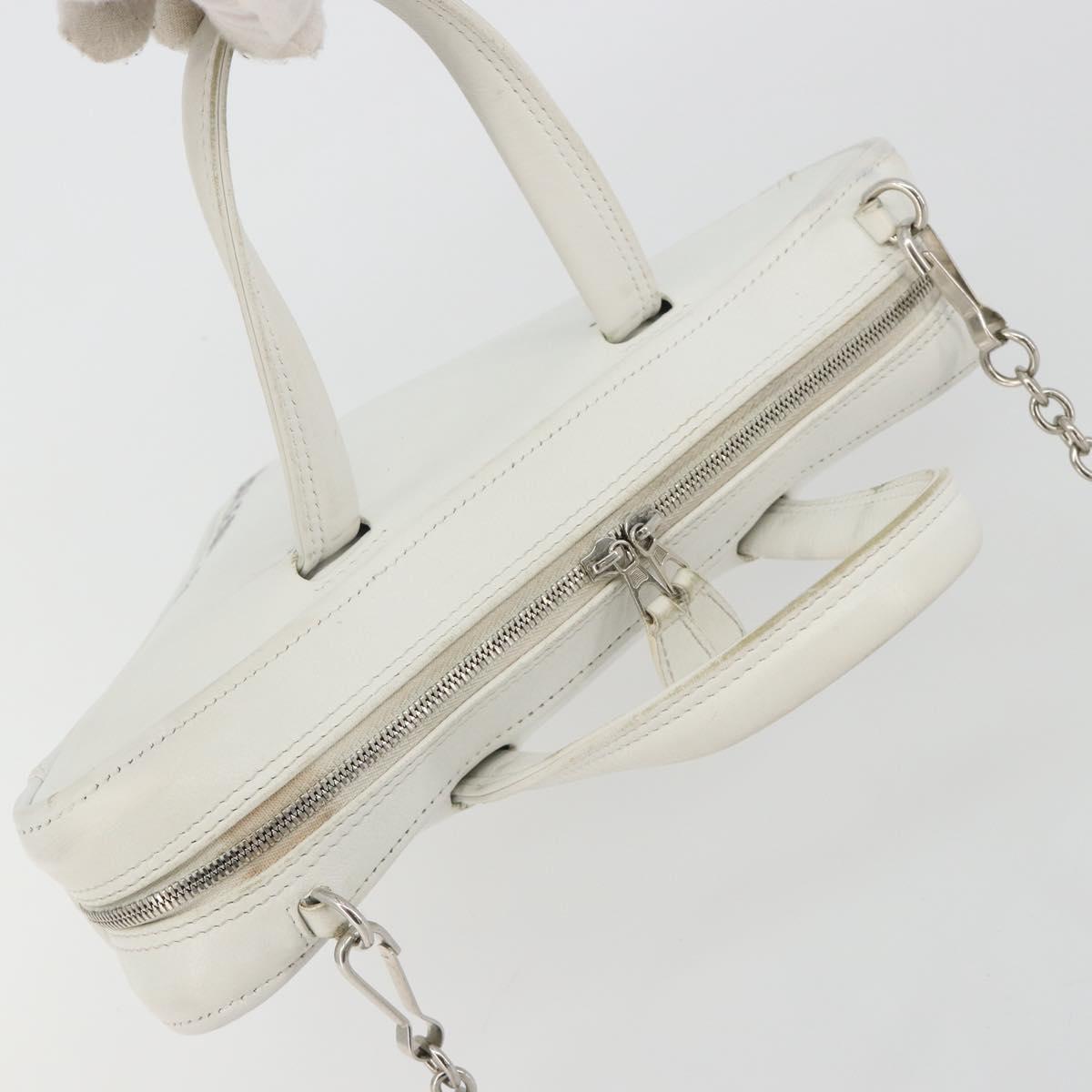 BALENCIAGA Triangle Duffel Bag Leather 2way White Silver 527272 Auth bs35637A