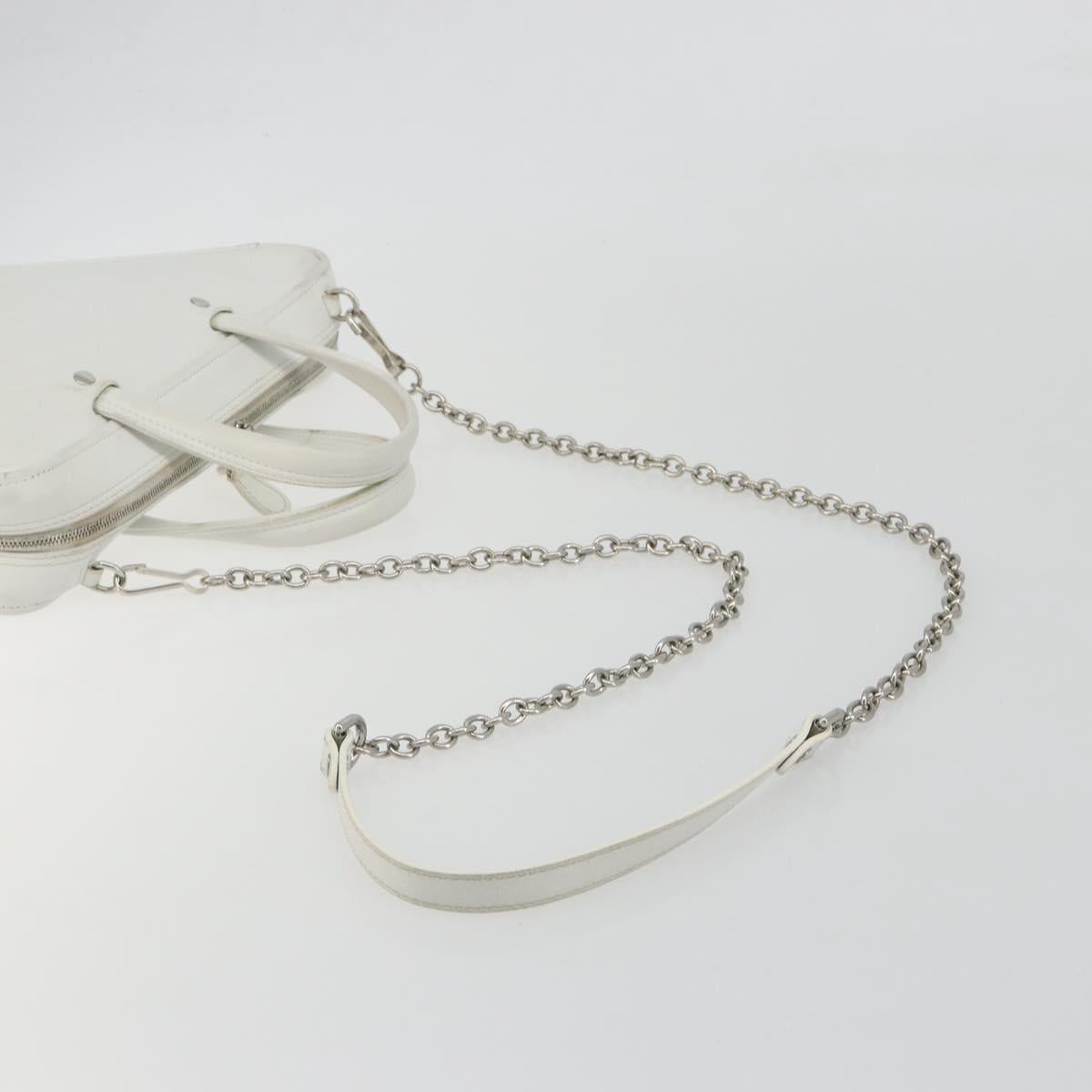 BALENCIAGA Triangle Duffel Bag Leather 2way White Silver 527272 Auth bs35637A