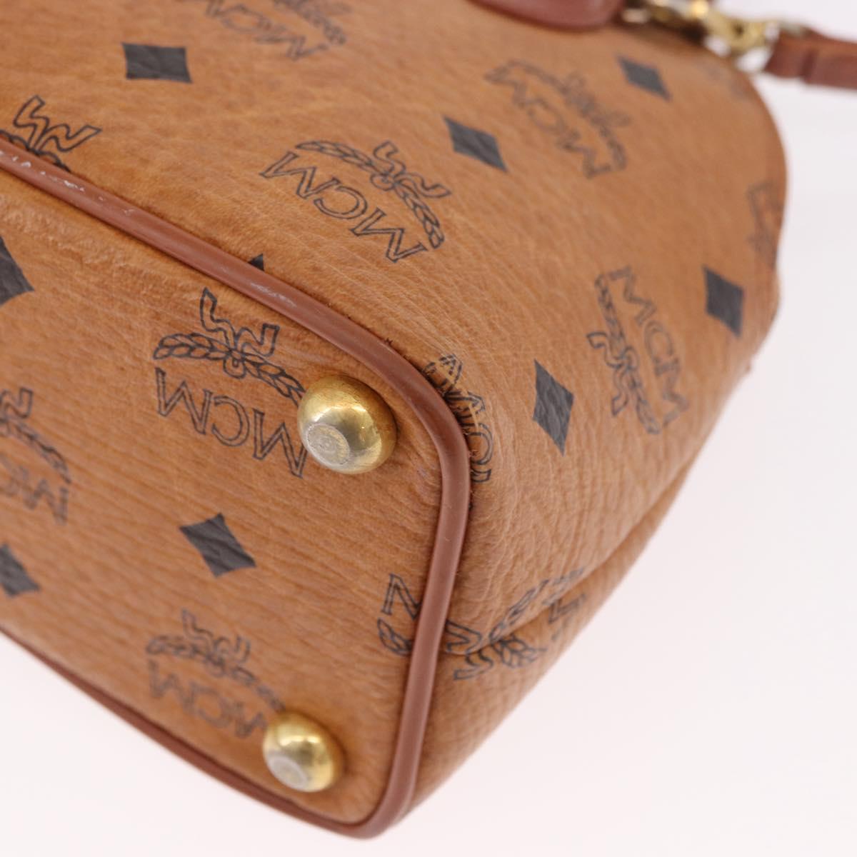 MCM Vicetos Logogram Hand Bag PVC Leather 2way Brown Gold Auth bs35639