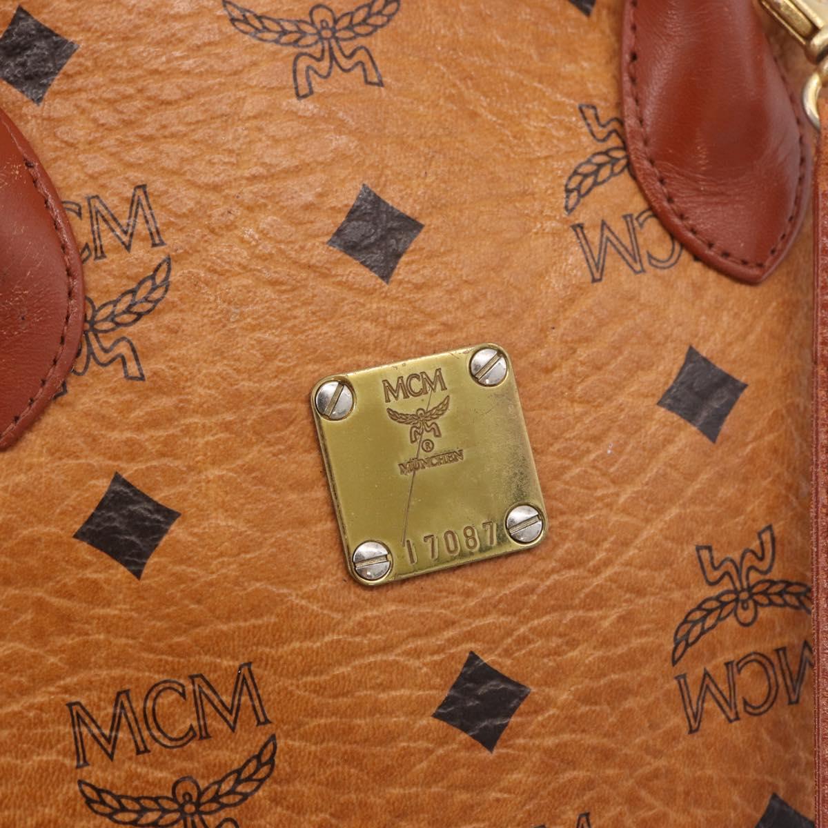 MCM Vicetos Logogram Hand Bag PVC Leather 2way Brown Gold Auth bs35639
