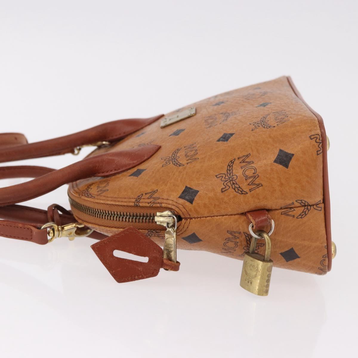 MCM Vicetos Logogram Hand Bag PVC Leather 2way Brown Gold Auth bs35639