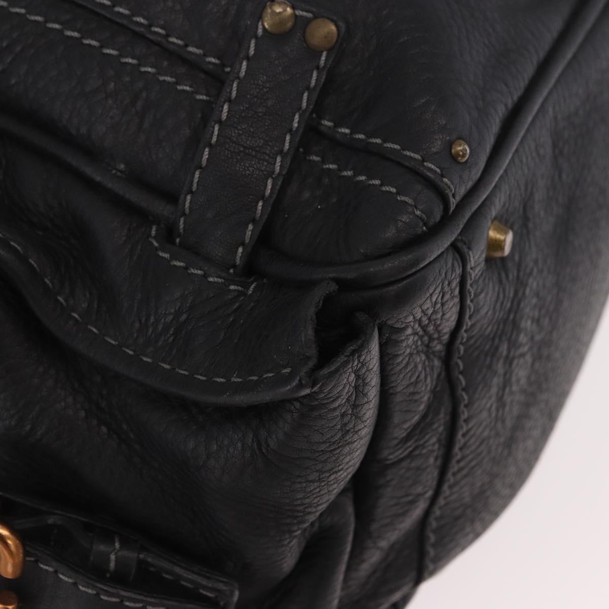 Chloe Paddington Hand Bag Leather Black Gold Silver Auth bs35640V