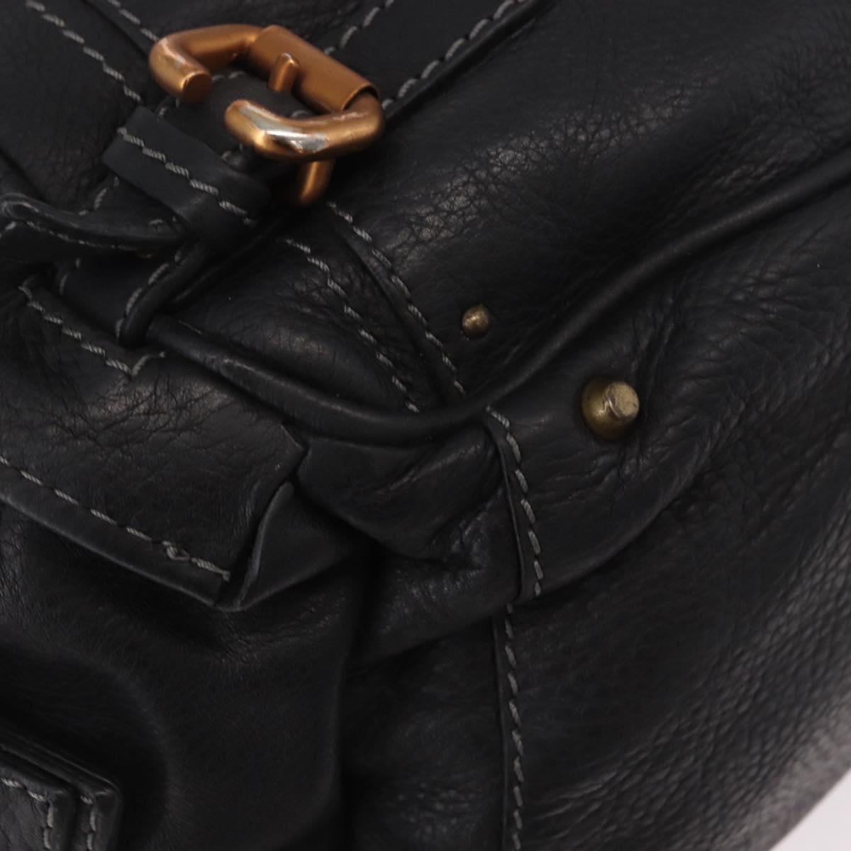 Chloe Paddington Hand Bag Leather Black Gold Silver Auth bs35640V