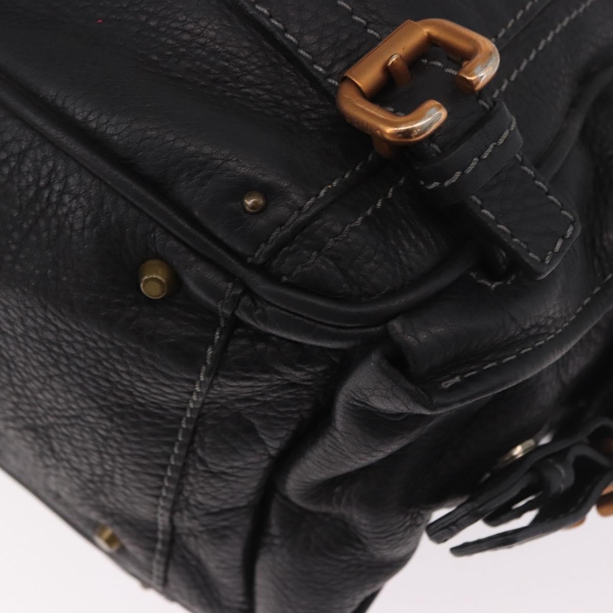 Chloe Paddington Hand Bag Leather Black Gold Silver Auth bs35640V