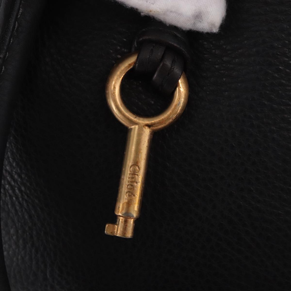 Chloe Paddington Hand Bag Leather Black Gold Silver Auth bs35640V