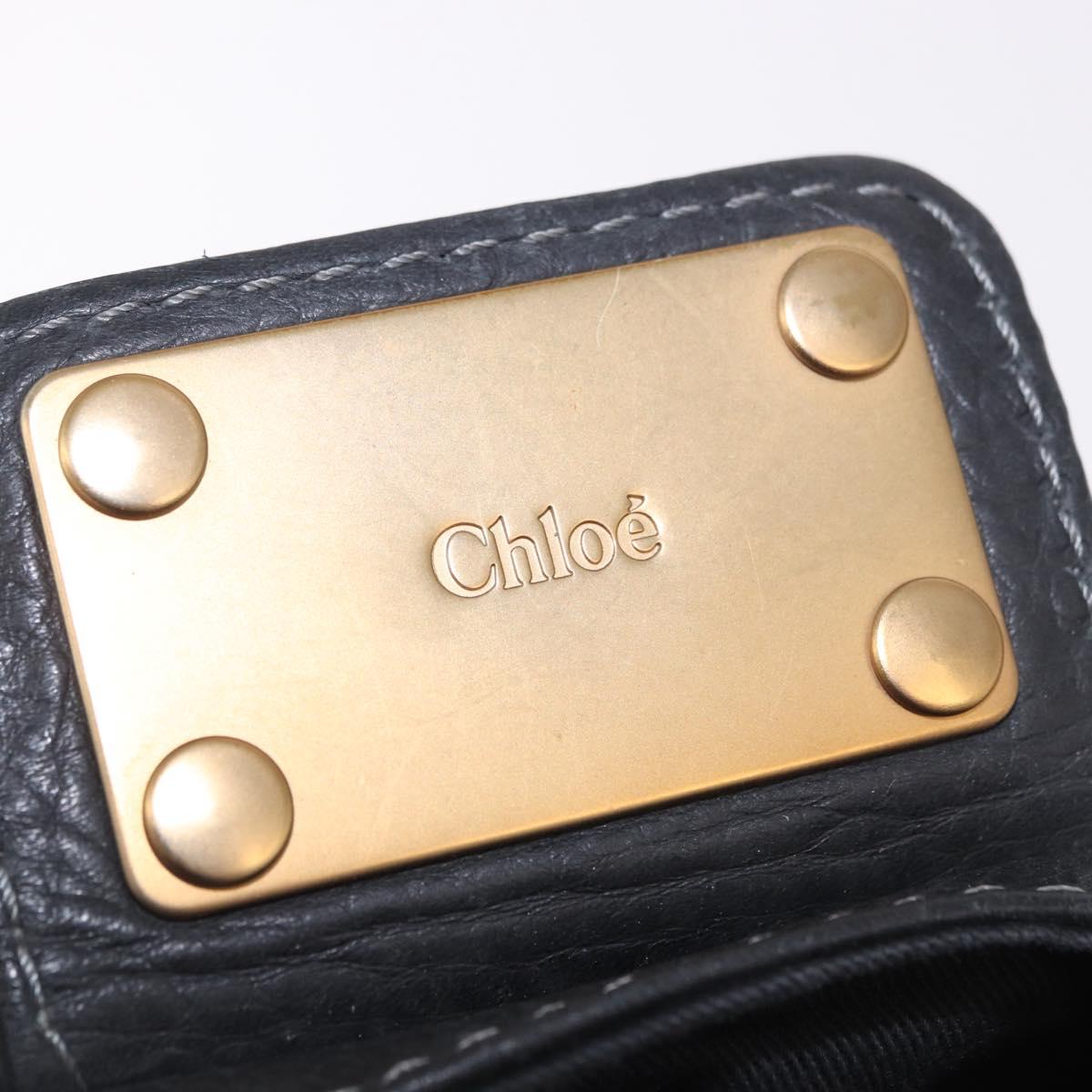Chloe Paddington Hand Bag Leather Black Gold Silver Auth bs35640V