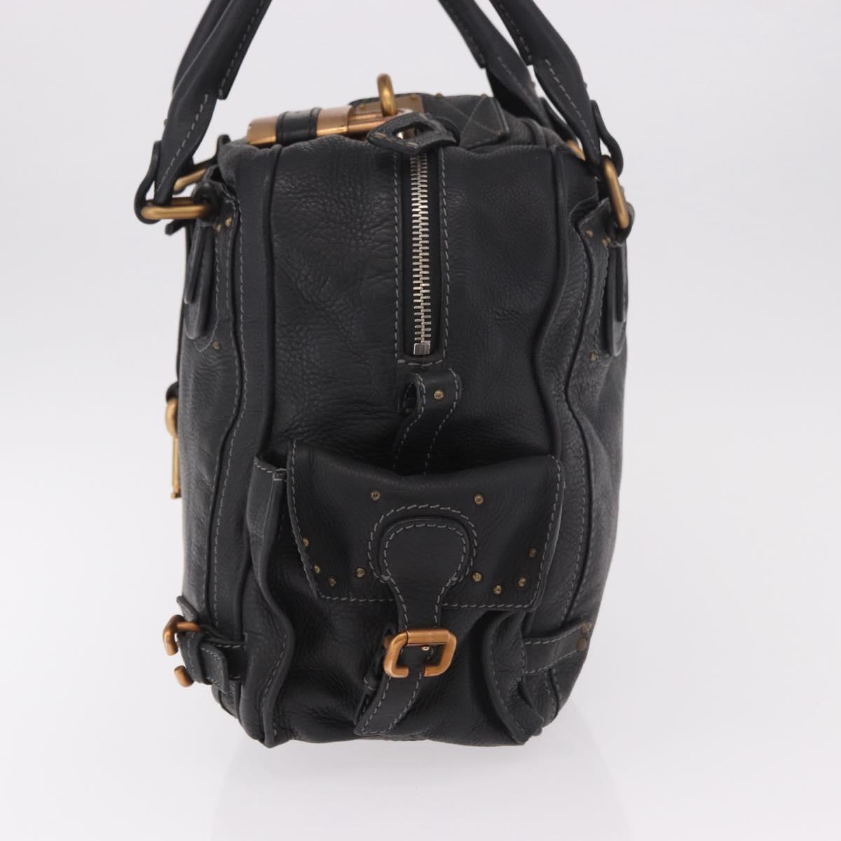 Chloe Paddington Hand Bag Leather Black Gold Silver Auth bs35640V