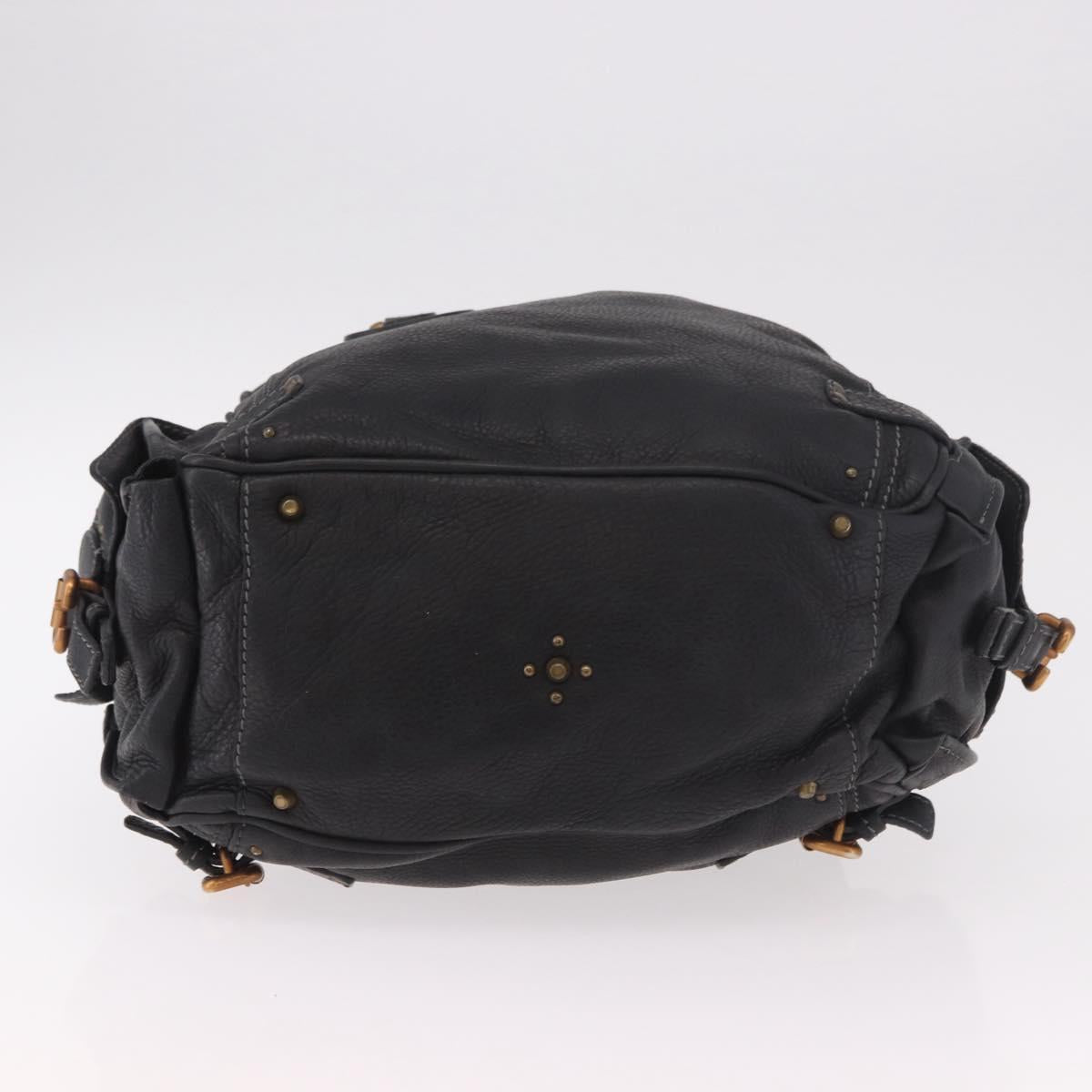 Chloe Paddington Hand Bag Leather Black Gold Silver Auth bs35640V