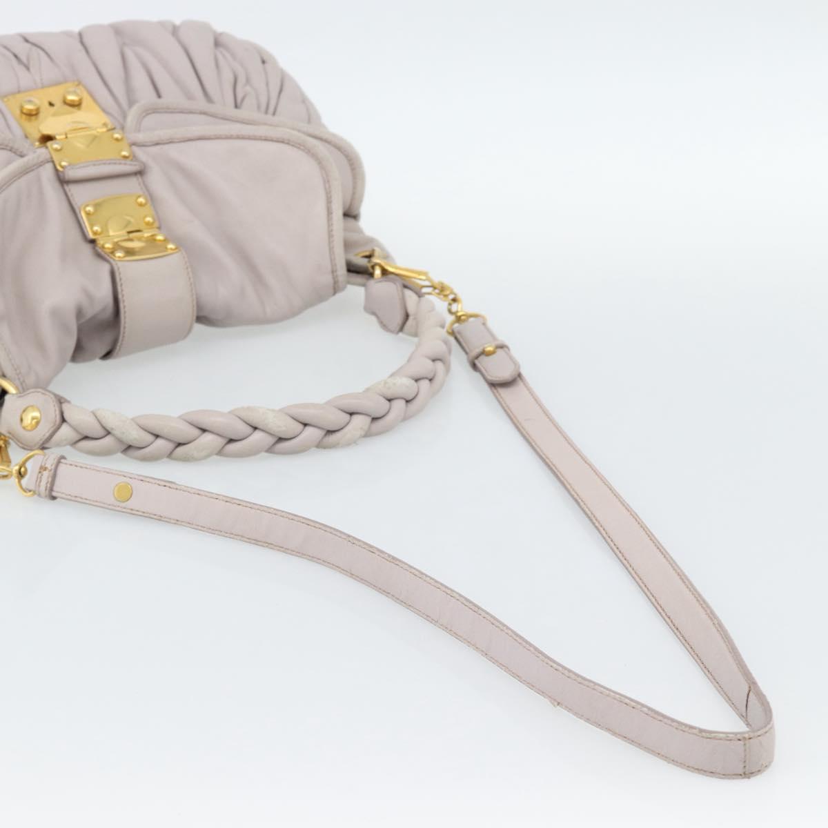 Miu Miu Matelasse Shoulder Bag Leather 2way Pink Gold Auth bs35641