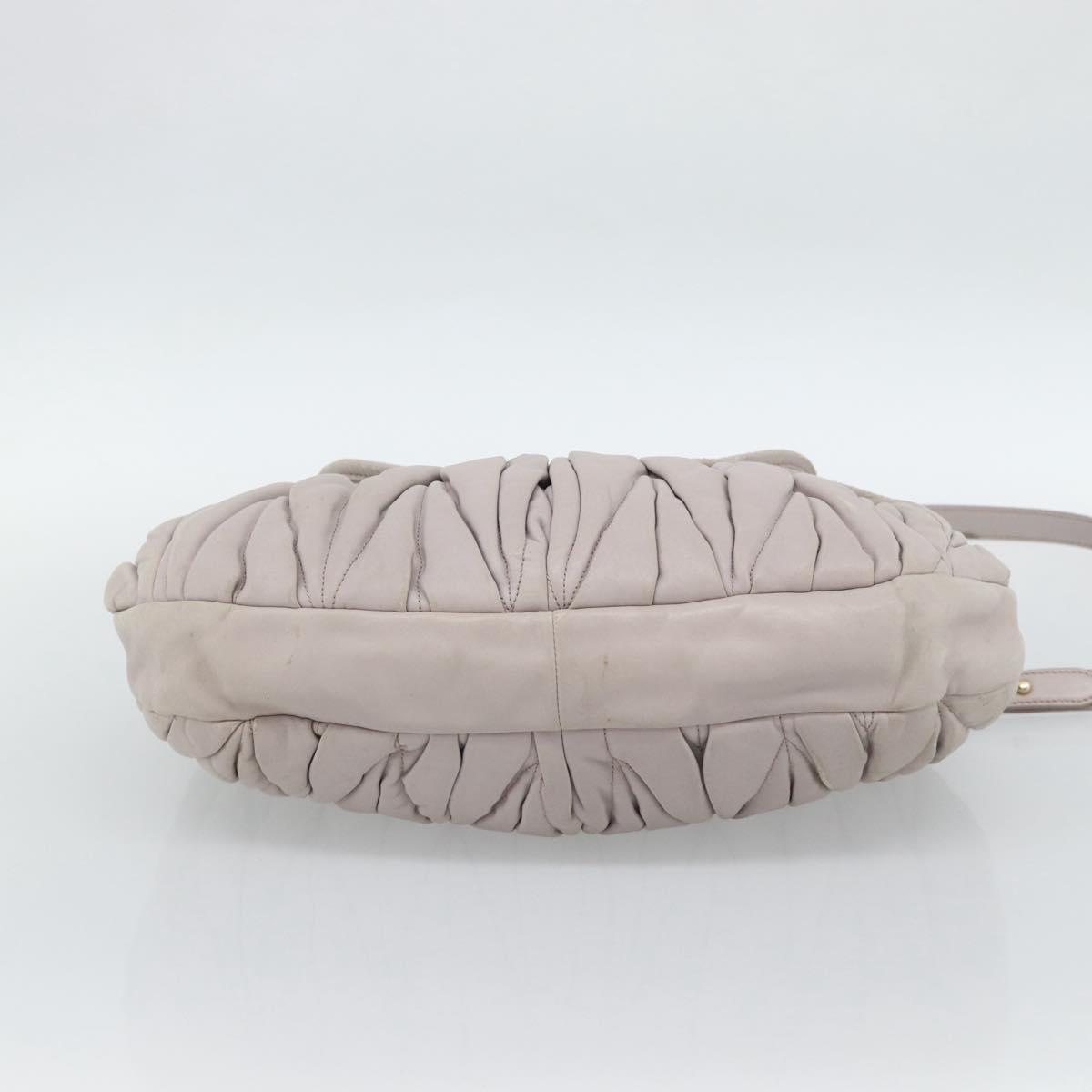 Miu Miu Matelasse Shoulder Bag Leather 2way Pink Gold Auth bs35641