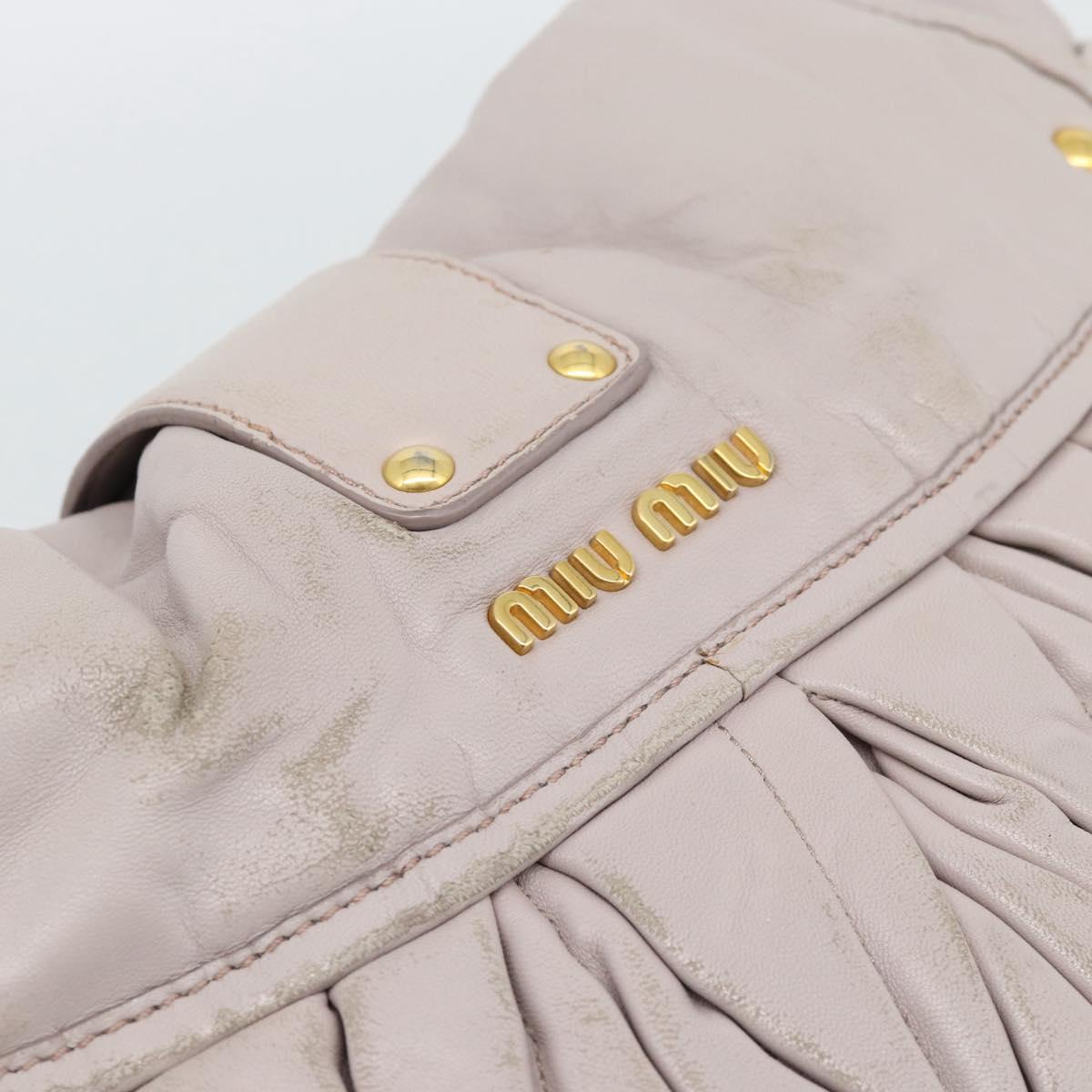 Miu Miu Matelasse Shoulder Bag Leather 2way Pink Gold Auth bs35641