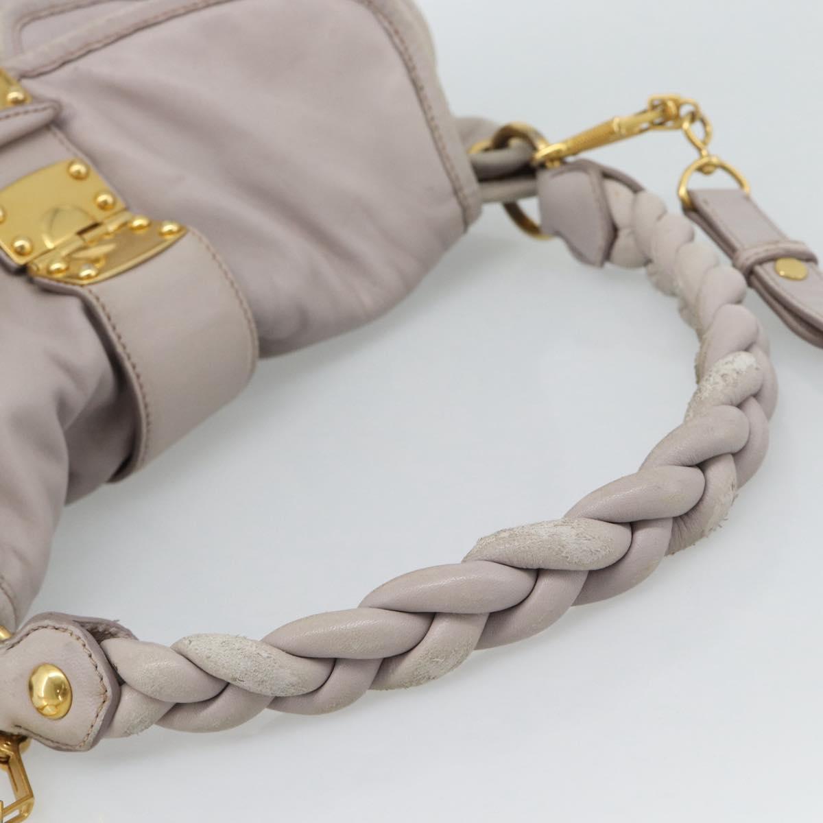 Miu Miu Matelasse Shoulder Bag Leather 2way Pink Gold Auth bs35641