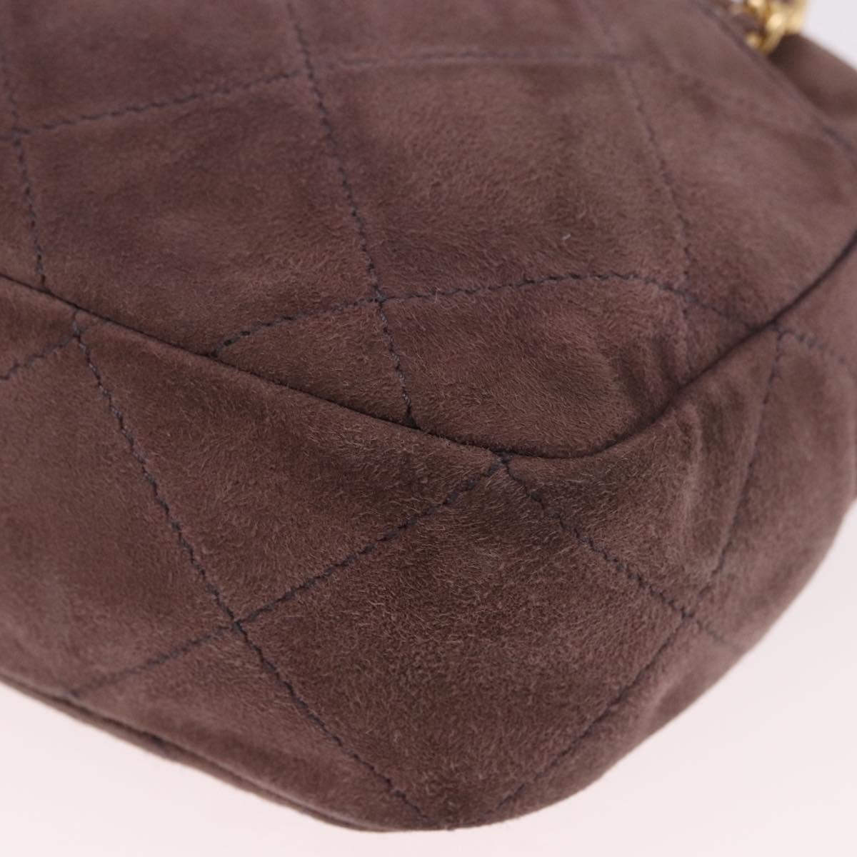 PRADA Chain Shoulder Bag Suede Purple Gold Auth bs35642A