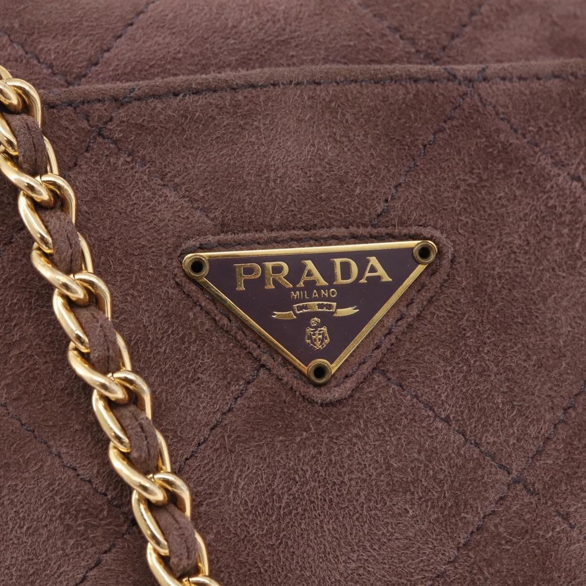 PRADA Chain Shoulder Bag Suede Purple Gold Auth bs35642A