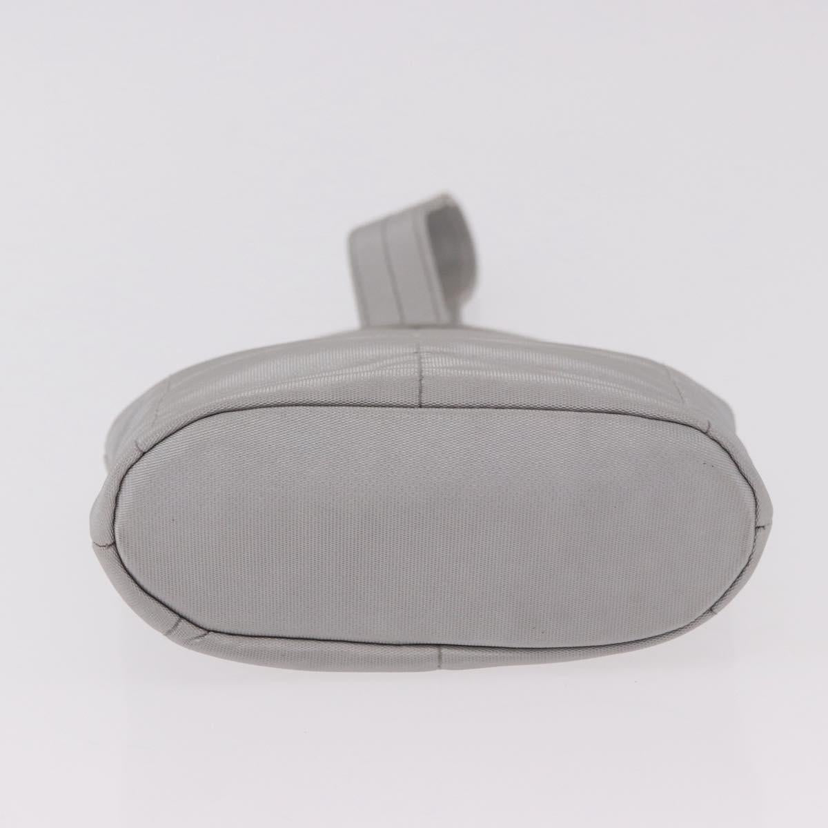 CHANEL Hand Pouch Nylon Silver CC Auth bs35644A