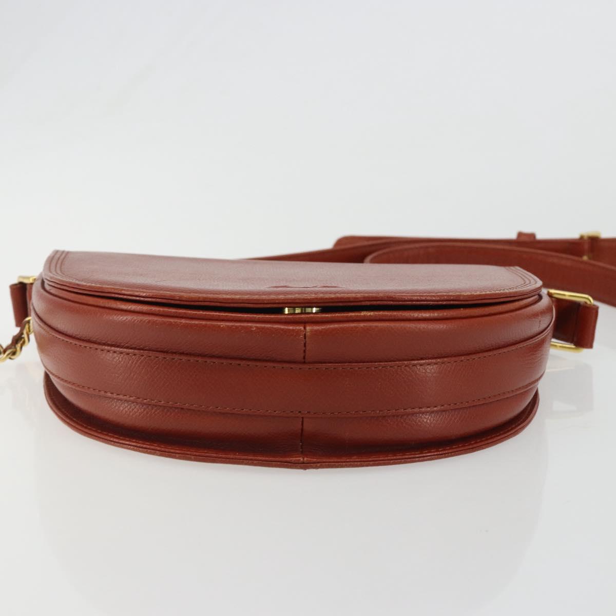 VALENTINO Shoulder Bag Leather Brown Gold Auth bs35646A