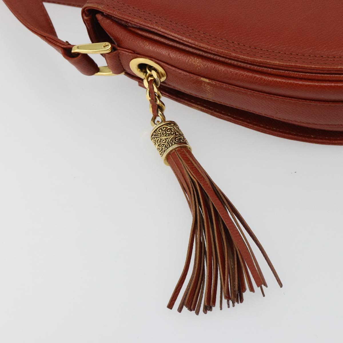 VALENTINO Shoulder Bag Leather Brown Gold Auth bs35646A