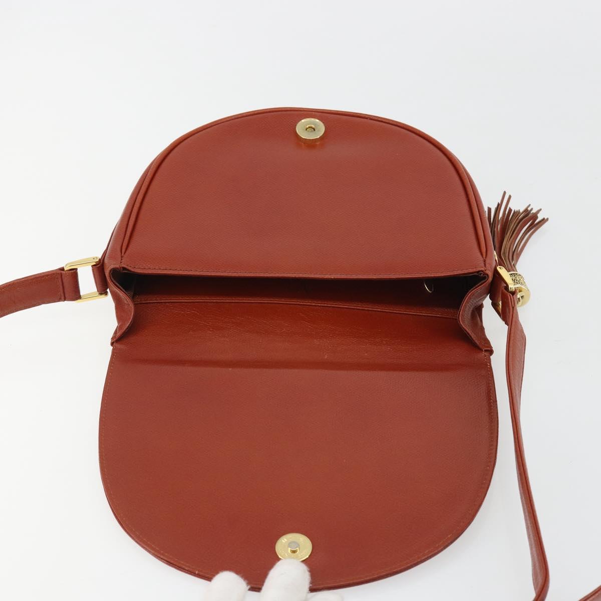 VALENTINO Shoulder Bag Leather Brown Gold Auth bs35646A