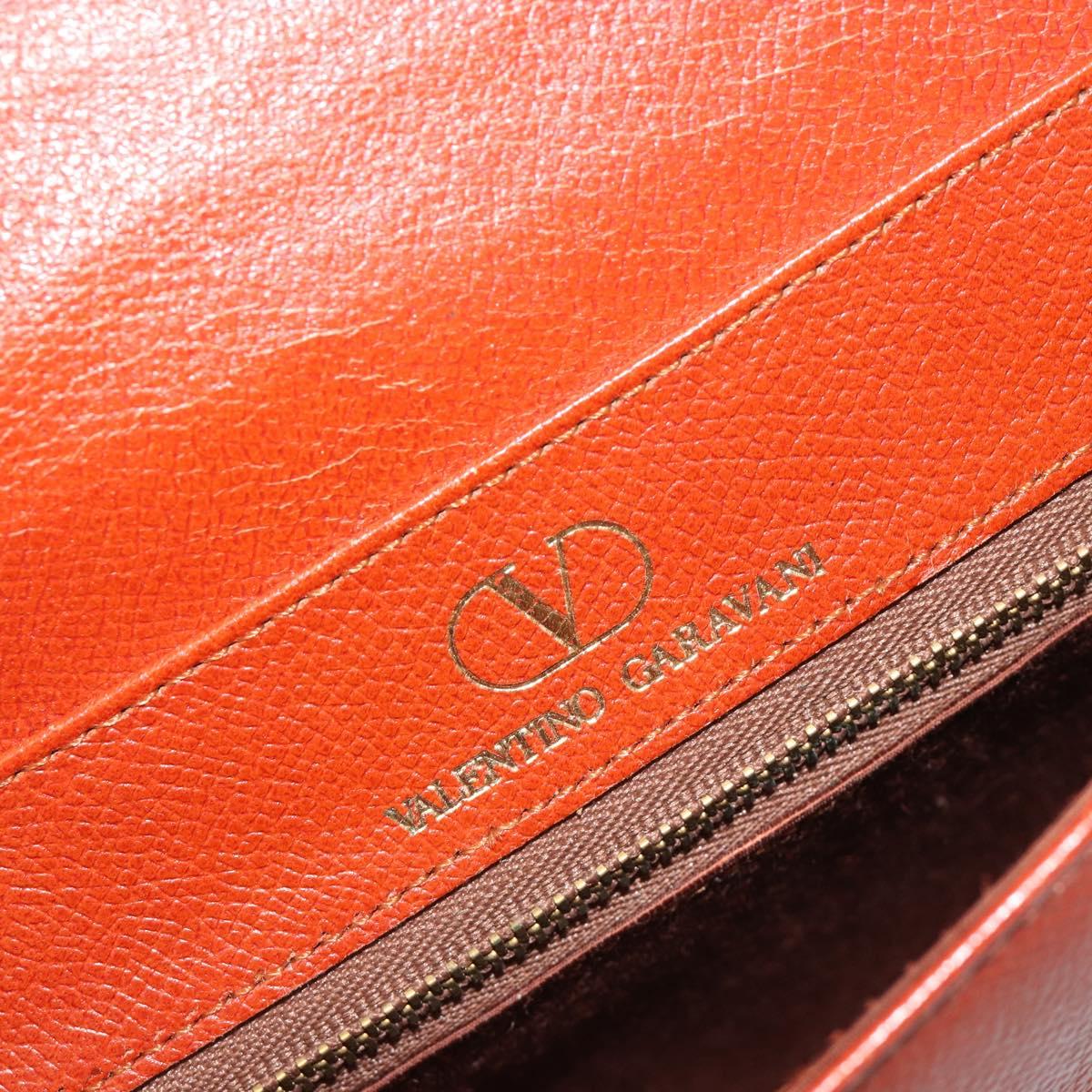 VALENTINO Shoulder Bag Leather Brown Gold Auth bs35646A