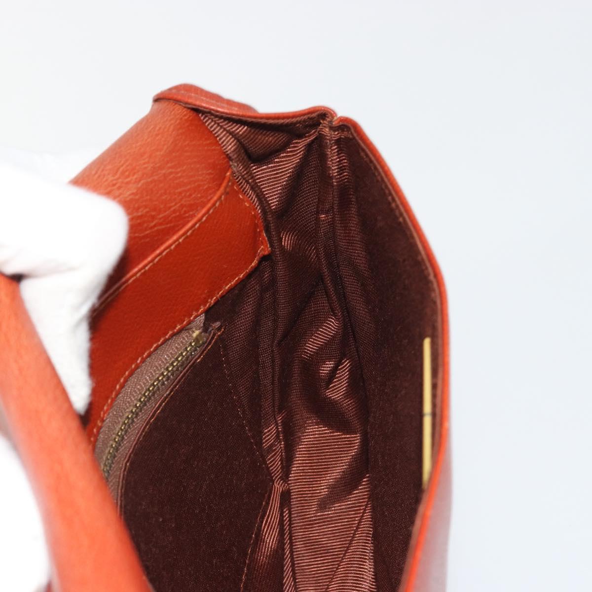 VALENTINO Shoulder Bag Leather Brown Gold Auth bs35646A