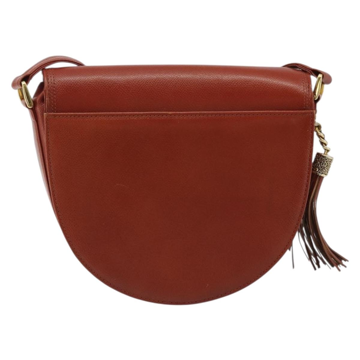 VALENTINO Shoulder Bag Leather Brown Gold Auth bs35646A