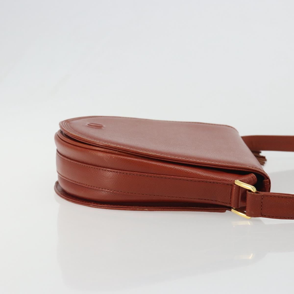 VALENTINO Shoulder Bag Leather Brown Gold Auth bs35646A