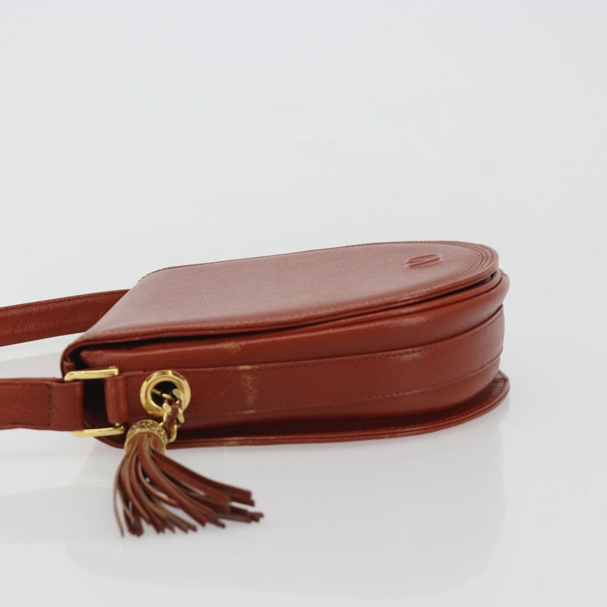 VALENTINO Shoulder Bag Leather Brown Gold Auth bs35646A