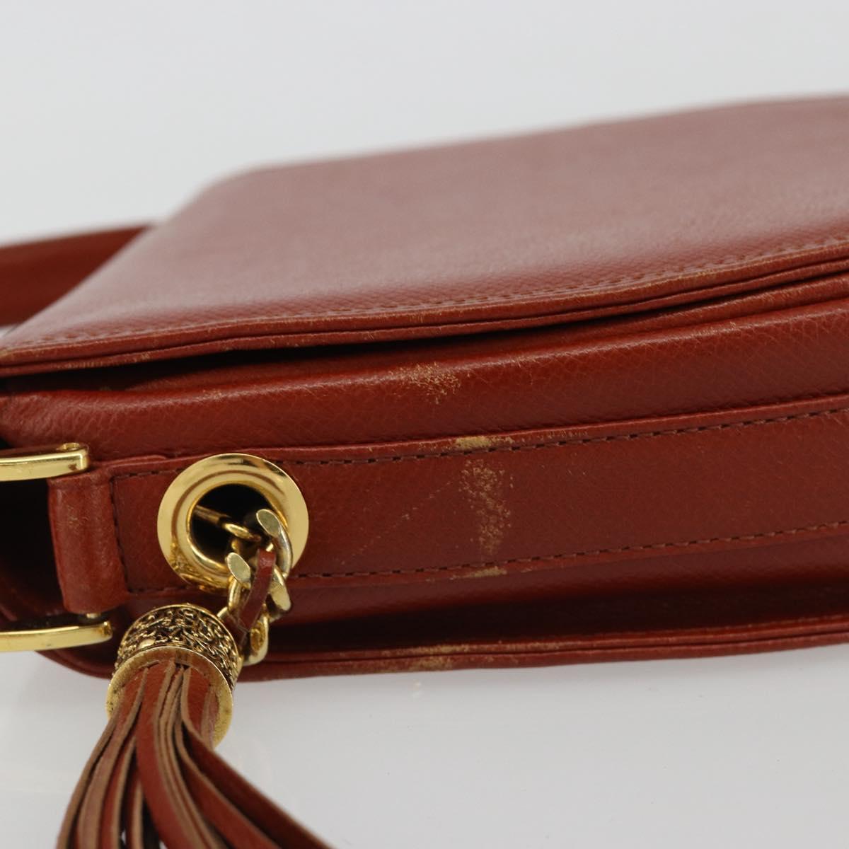 VALENTINO Shoulder Bag Leather Brown Gold Auth bs35646A