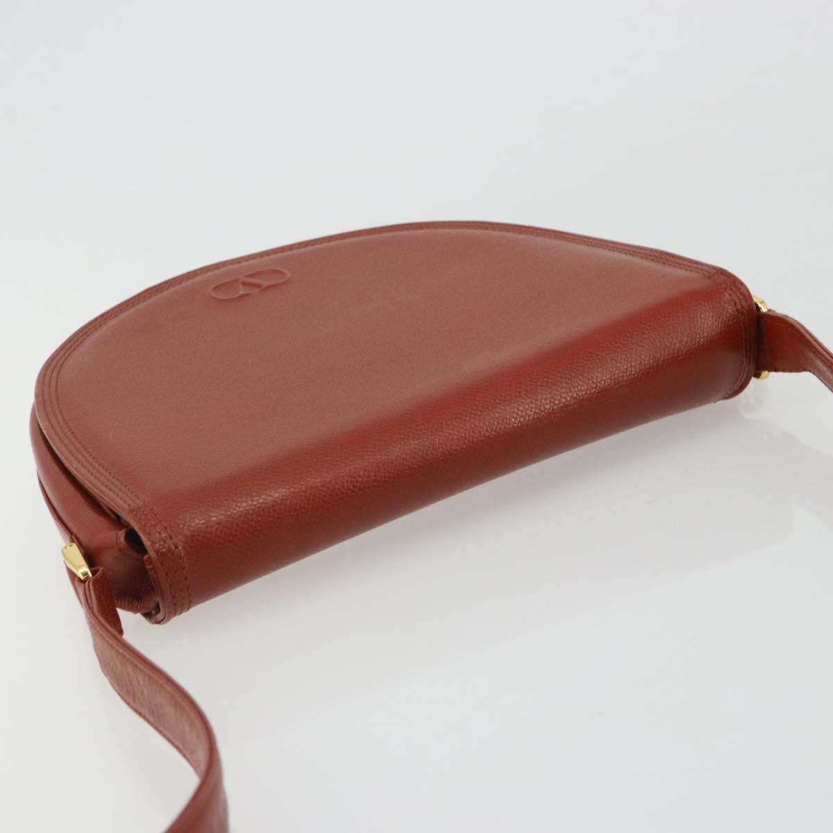 VALENTINO Shoulder Bag Leather Brown Gold Auth bs35646A