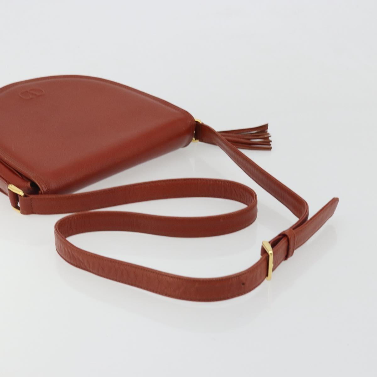 VALENTINO Shoulder Bag Leather Brown Gold Auth bs35646A