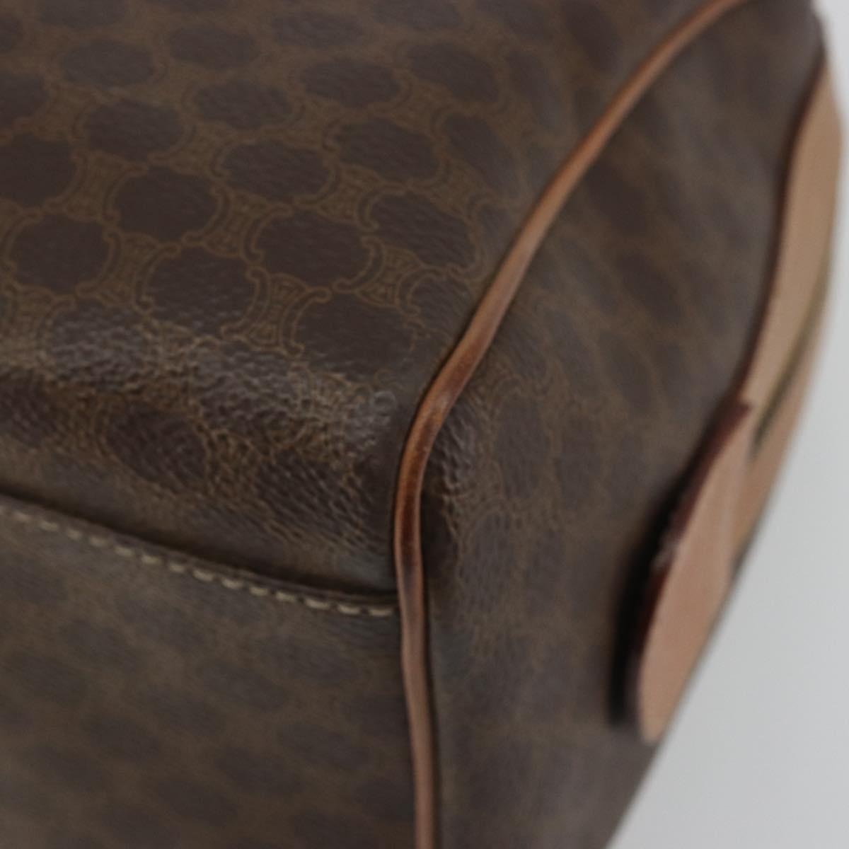 CELINE Macadam Canvas Hand Bag PVC Leather Brown Gold Auth bs35649