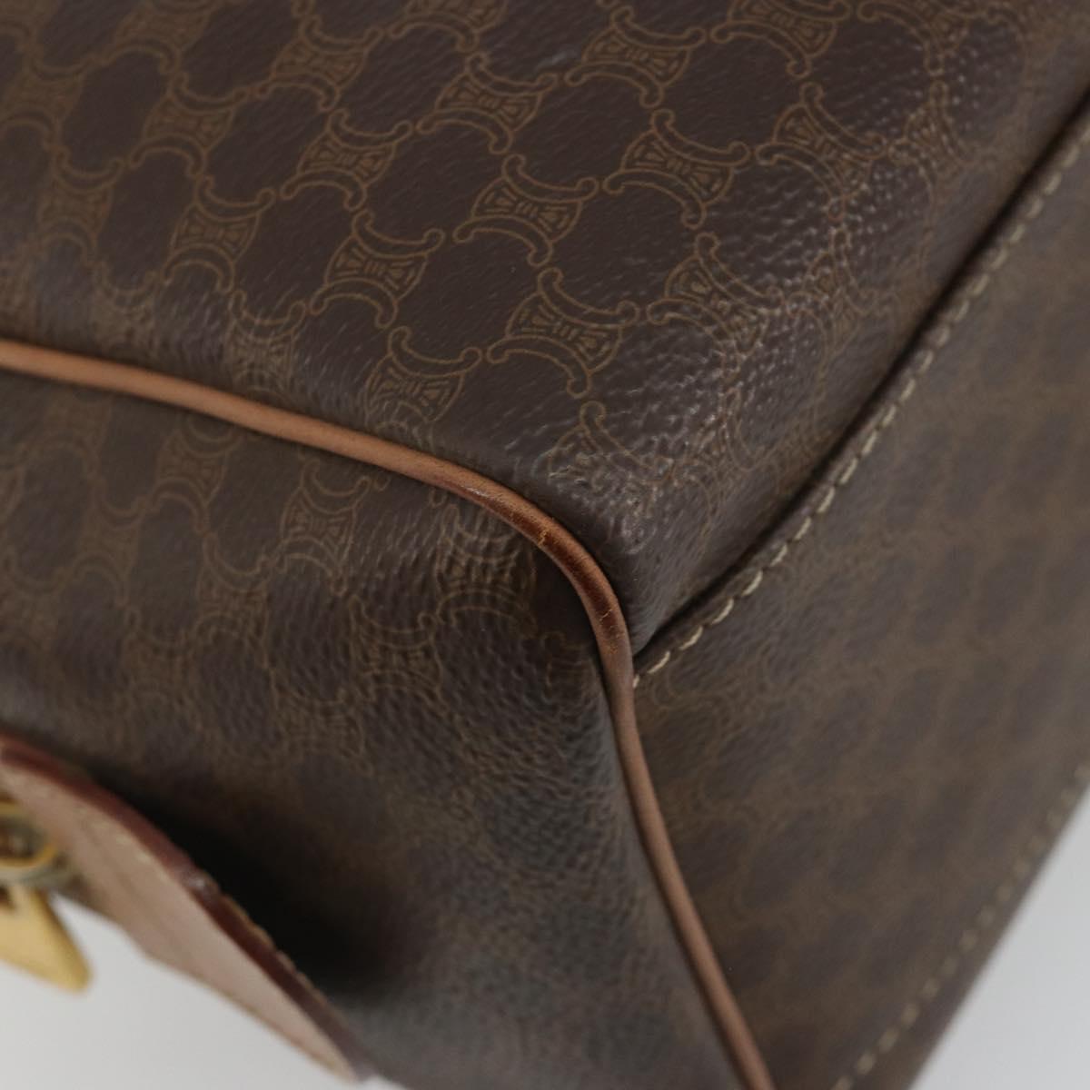 CELINE Macadam Canvas Hand Bag PVC Leather Brown Gold Auth bs35649