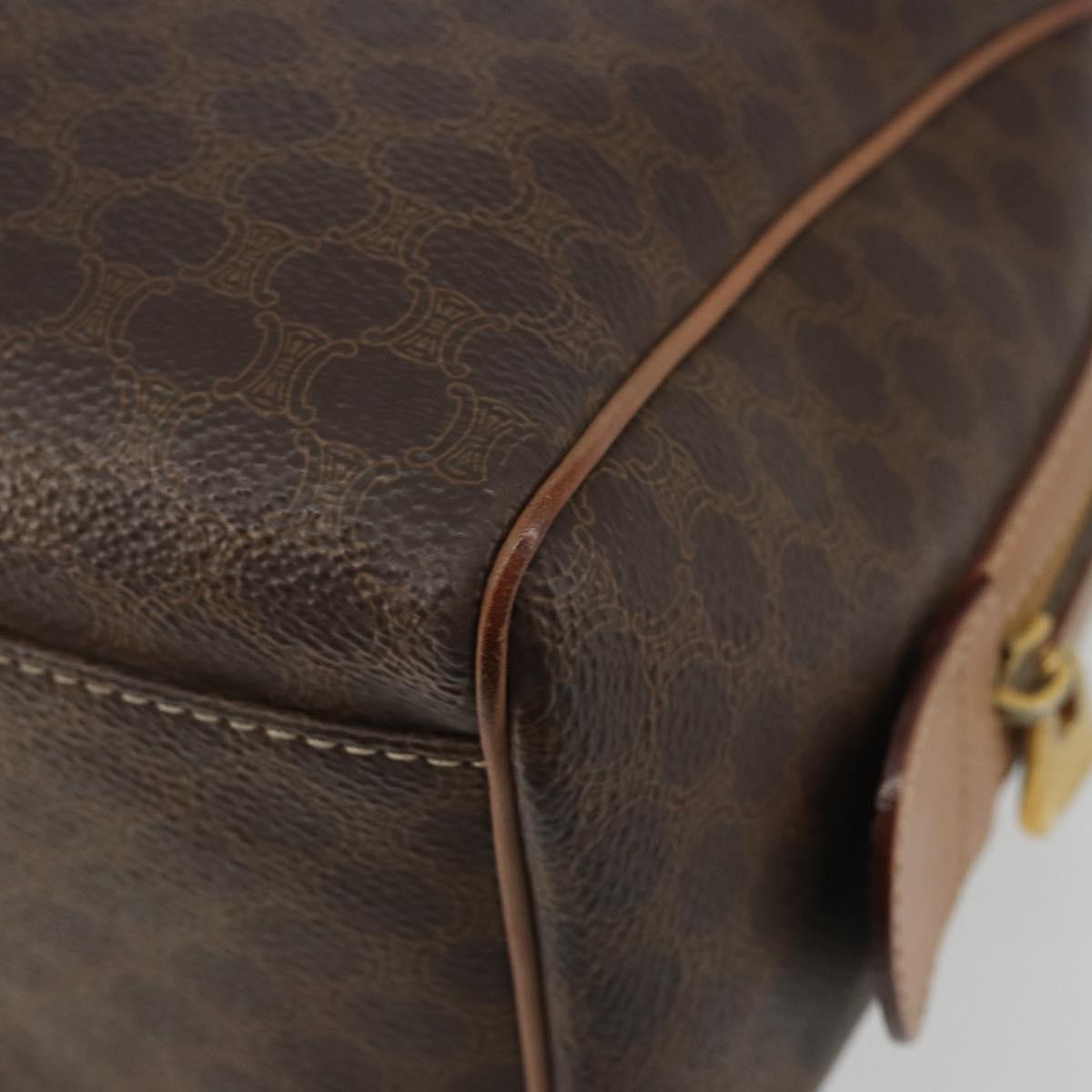 CELINE Macadam Canvas Hand Bag PVC Leather Brown Gold Auth bs35649