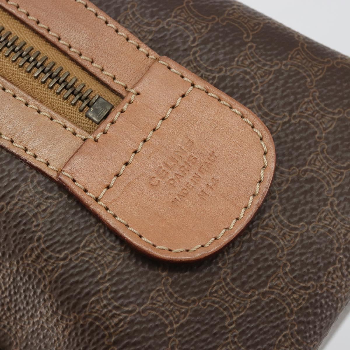 CELINE Macadam Canvas Hand Bag PVC Leather Brown Gold Auth bs35649