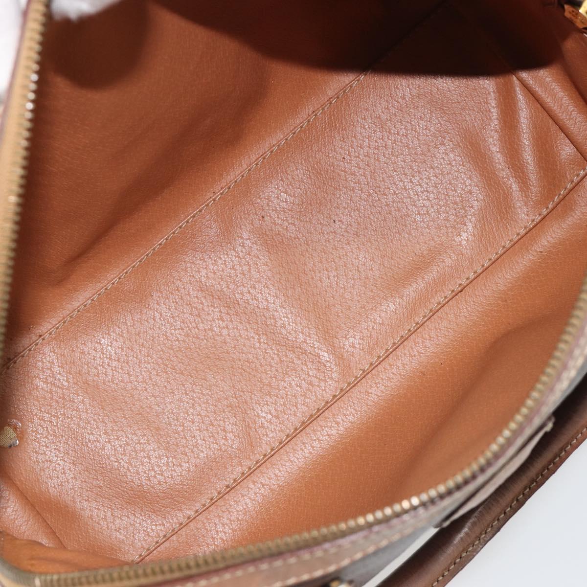 CELINE Macadam Canvas Hand Bag PVC Leather Brown Gold Auth bs35649