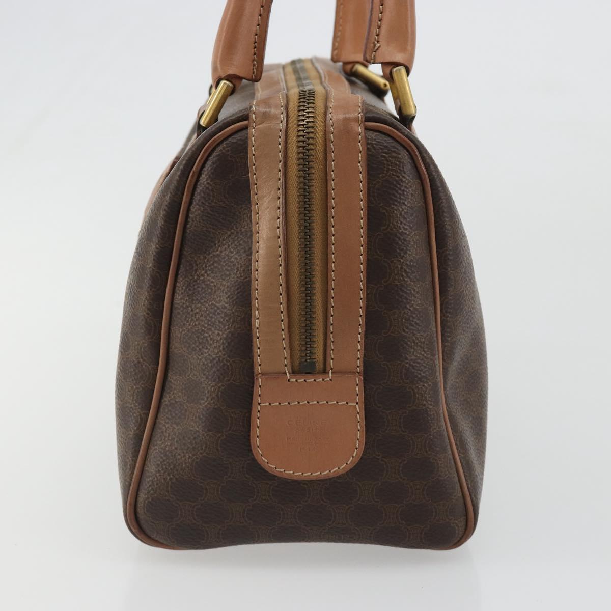 CELINE Macadam Canvas Hand Bag PVC Leather Brown Gold Auth bs35649