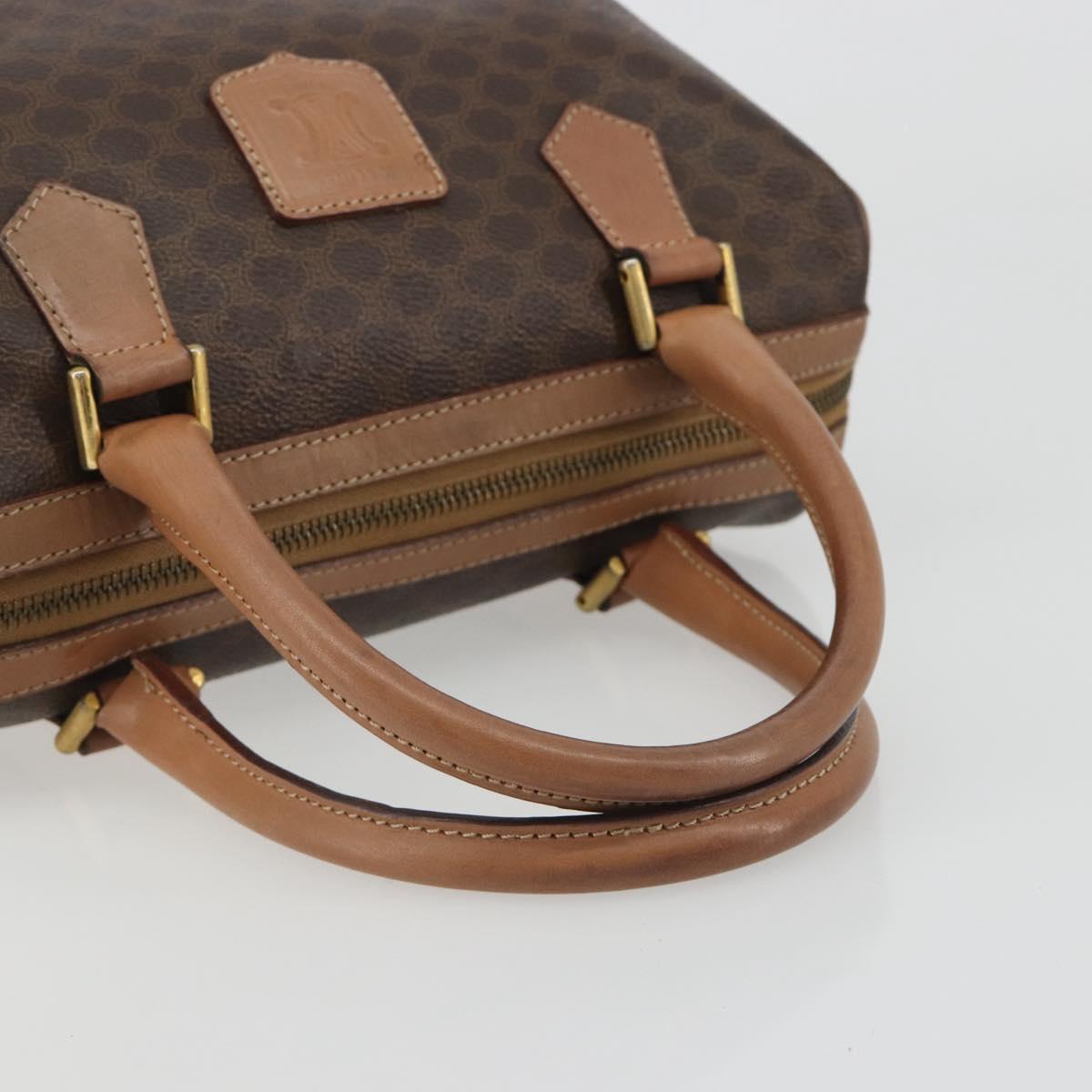 CELINE Macadam Canvas Hand Bag PVC Leather Brown Gold Auth bs35649