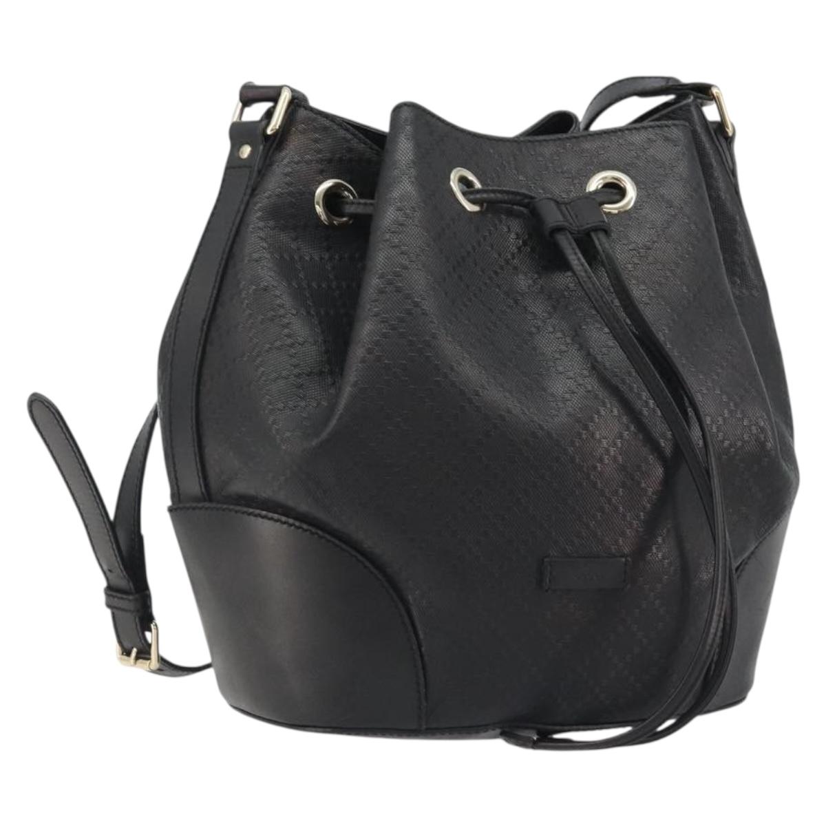 GUCCI Purse Shoulder Bag Leather PVC Black Gold 354228 Auth bs35651