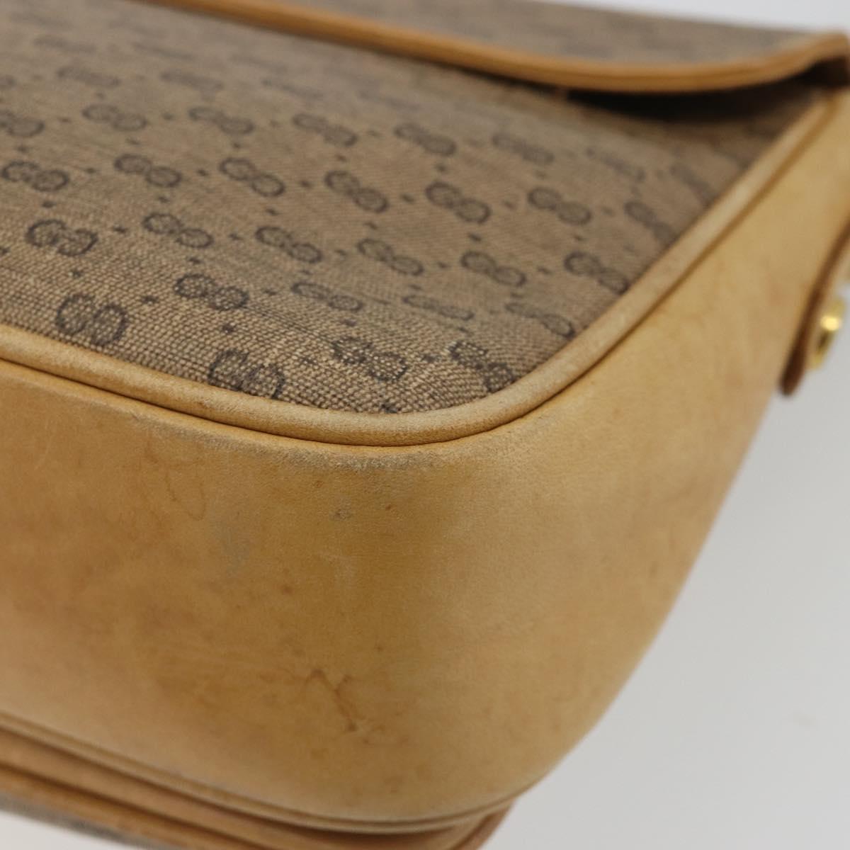 GUCCI Micro GG Supreme Shoulder Bag PVC Beige Gold Auth bs35653