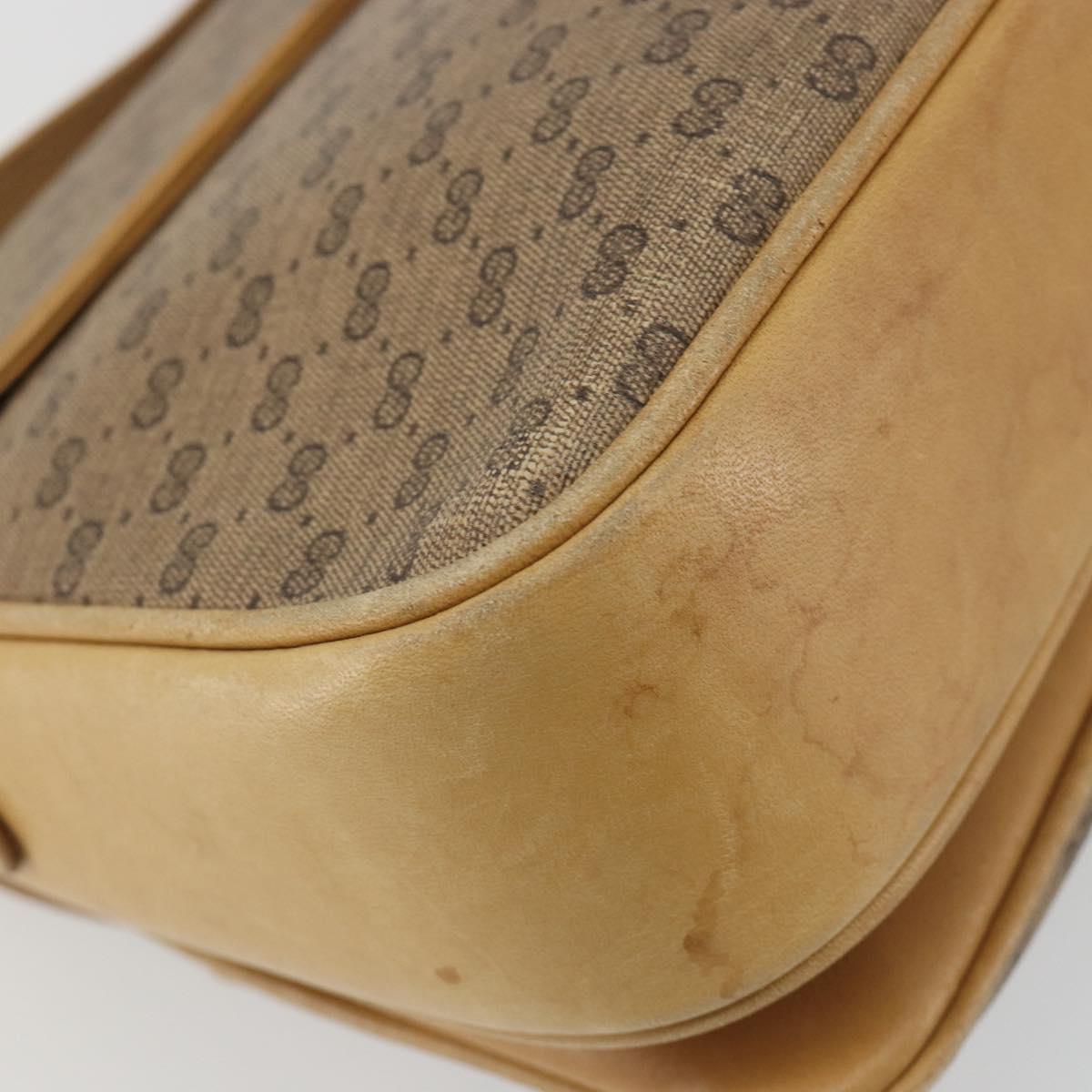 GUCCI Micro GG Supreme Shoulder Bag PVC Beige Gold Auth bs35653