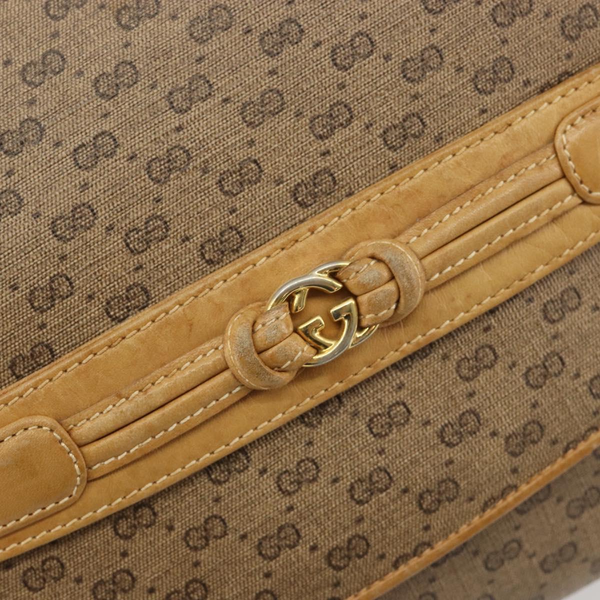 GUCCI Micro GG Supreme Shoulder Bag PVC Beige Gold Auth bs35653