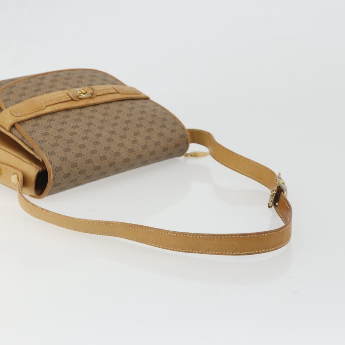 GUCCI Micro GG Supreme Shoulder Bag PVC Beige Gold Auth bs35653