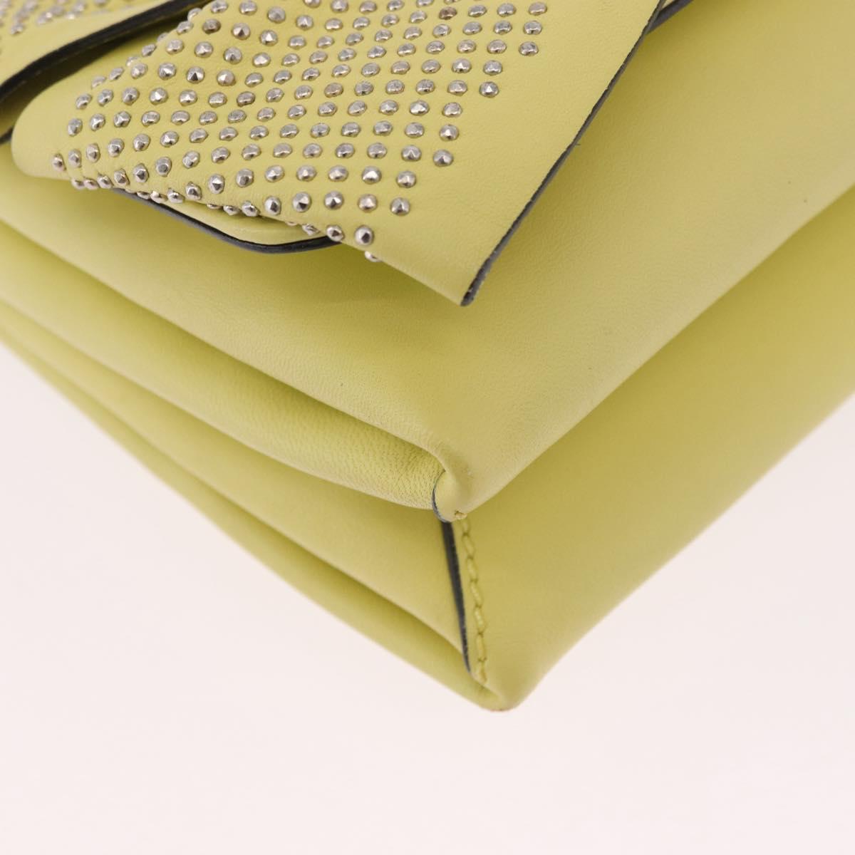 VALENTINO Chain Shoulder Bag Leather Yellow Gold Auth bs35654V