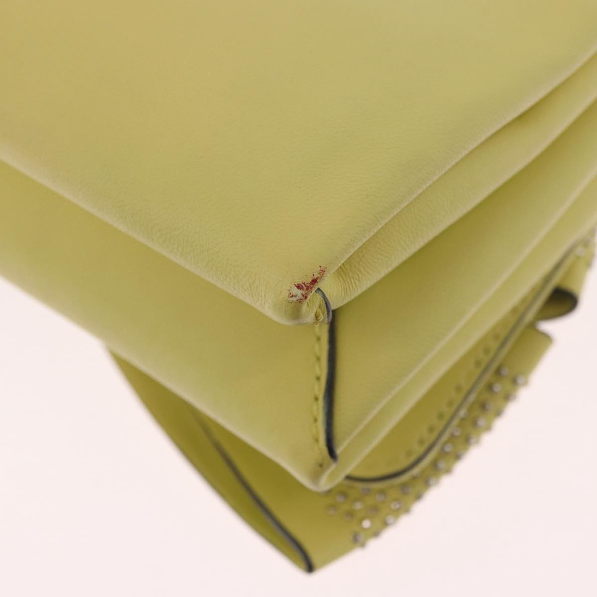 VALENTINO Chain Shoulder Bag Leather Yellow Gold Auth bs35654V